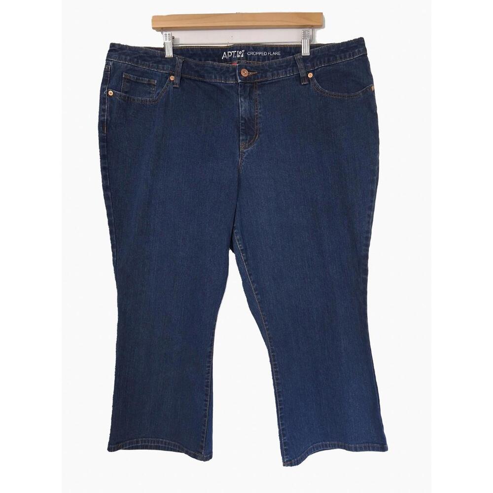 Apt. 9 Women's Cropped Flare Leg  Quality Denim Dark Wash Jeans, 20W